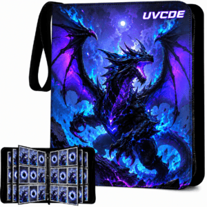 9-Pocket Trading Card Binder – Holds 900 Cards, Zippered Card Album with 50 Removable Sleeves, Display Window & ID Slot for TCG, Sports & Game Cards