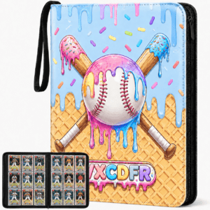主图1 (2) VXCDFR Ice Cream Drip Baseball Card Binder, 900 Pocket Waterproof Trading Card Binder, Portable Collector Card Holder Album with Zipper, Sports Card Storage Case for Baseball Cards, Game Cards and Trading Cards