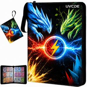UVCDE 9 Pocket Card Binder, 900 Pockets Trading Card Album with Zipper, 50 Pages Double-Sided Storage, 3-Ring Card Holder for Sports & Game Cards, Perfect Gift
