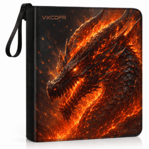 9 Pocket Trading Card Binder Album, Holds 900 Cards with 50 Removable Double-Sided Sleeves, Waterproof PU Leather Zipper Card Binder with Wrist Strap for TCG, MTG, Sports Cards and Collectible Cards